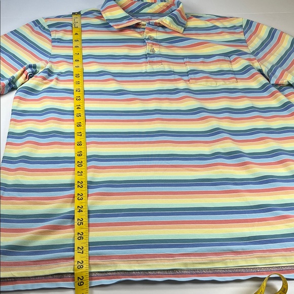 Peter Millar Colorful Striped Polo Shirt Cotton Spandex Blend Sz L - Picture 4 of 7